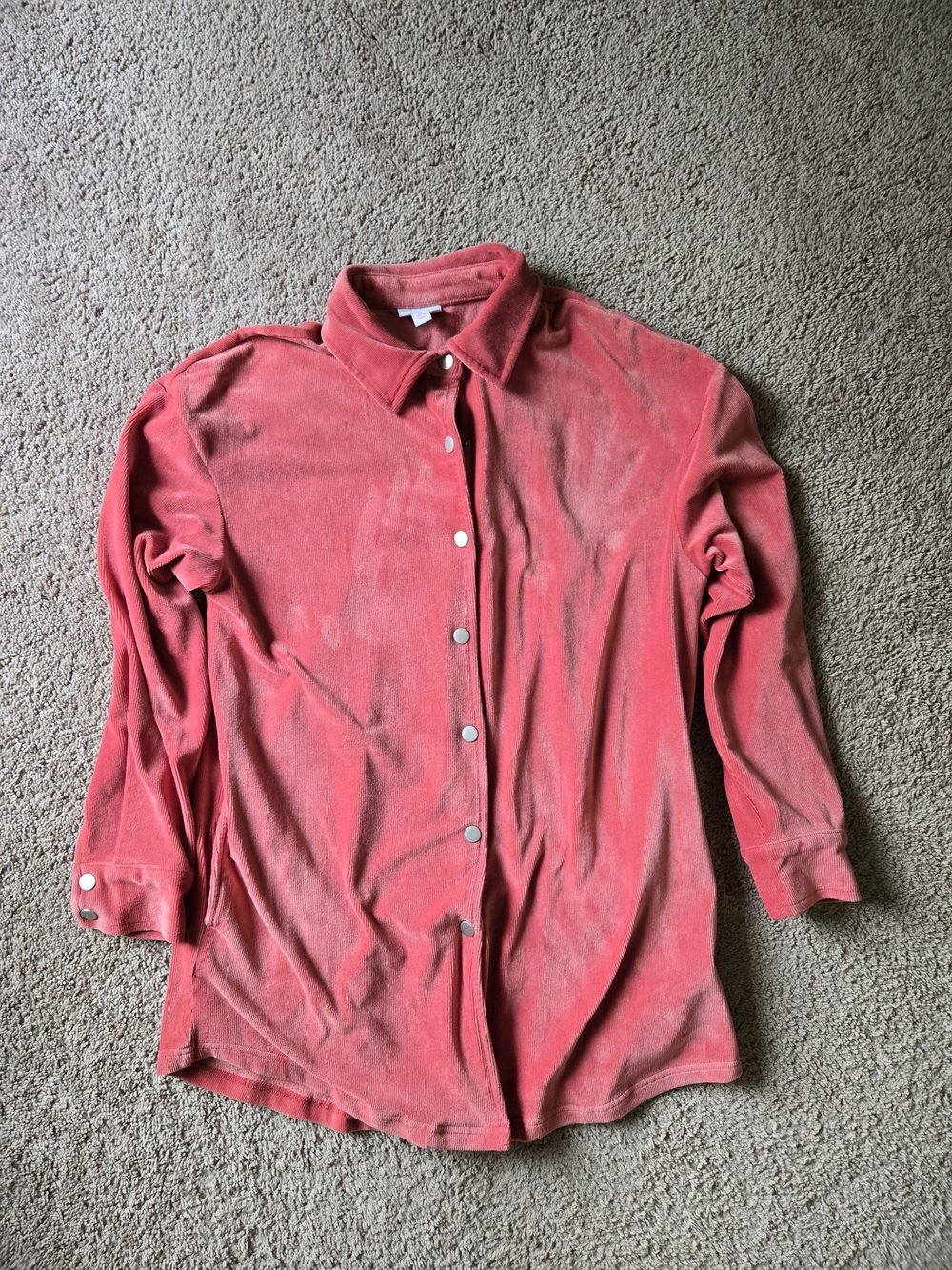 LuLaRoe Coral Ribbed Corduroy Abigail Shacket M